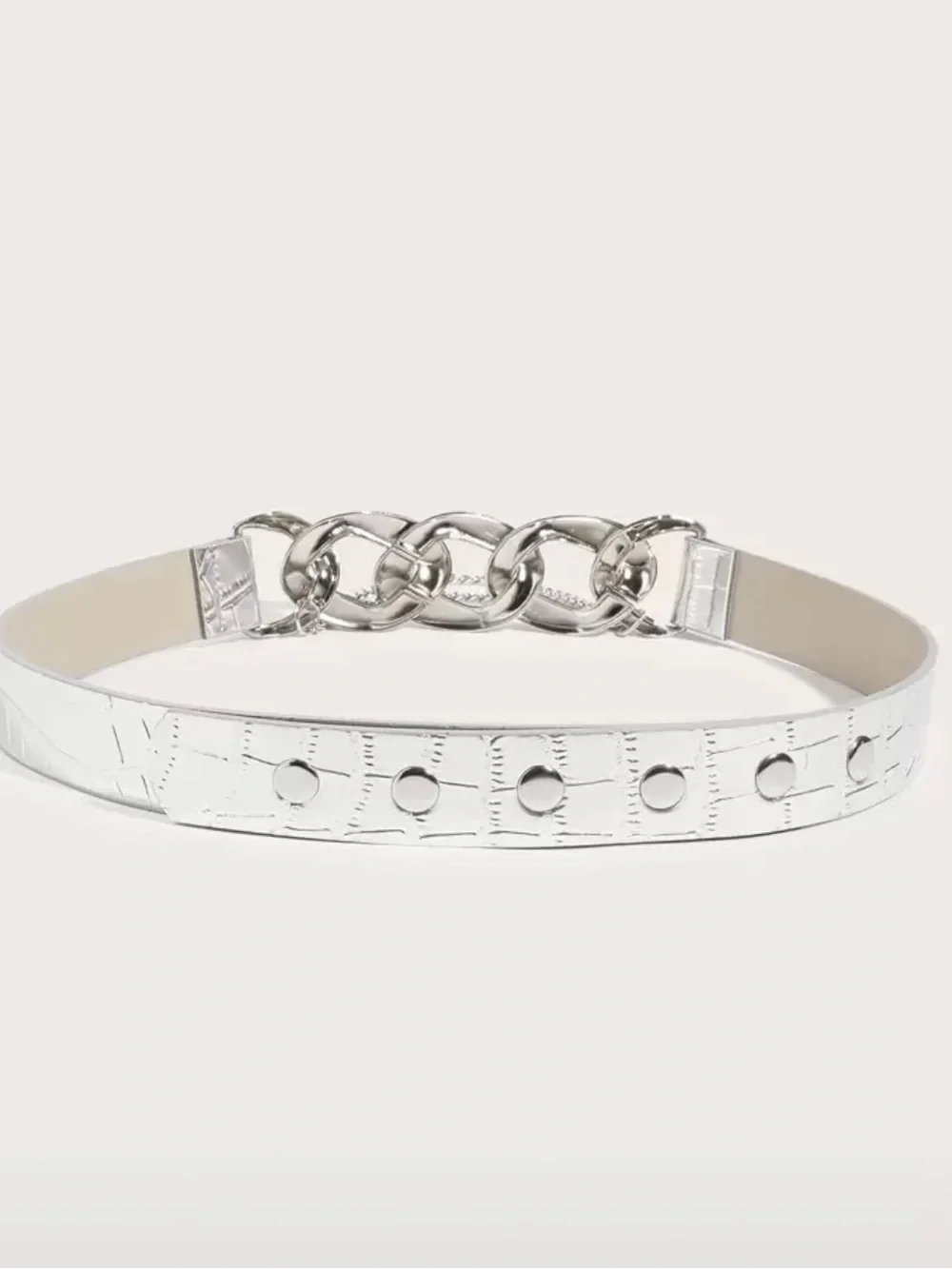 Silver Chunky Chain Waist Belt with Draped Chains R 614